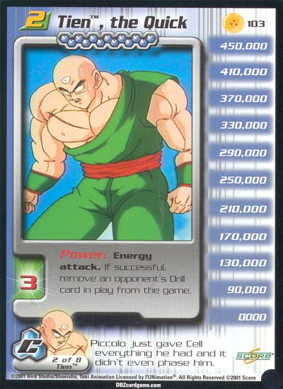 Tien, the Quick 103: Dragonball Cell Saga uncommon single trading card